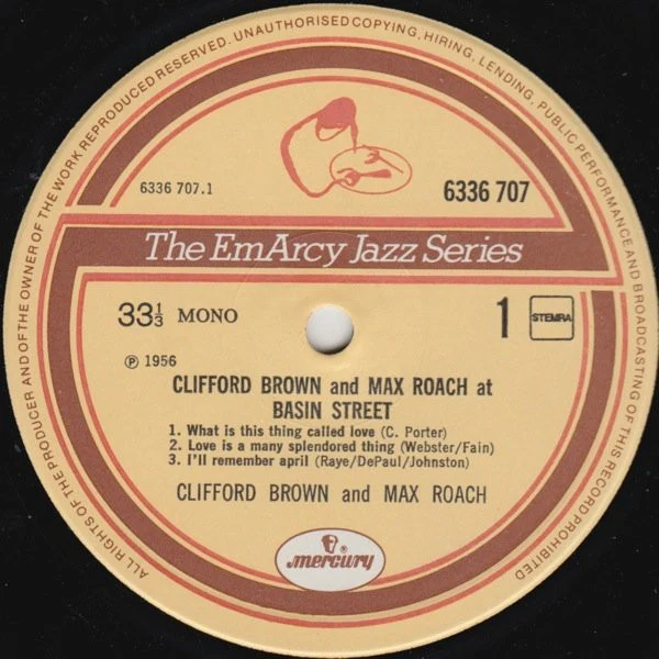 CLIFFORD BROWN AND MAX ROACH, At Basin Street (EmArcy; 6336 707, Europe 1982 Reissue) LP VG+/VG - Image 3