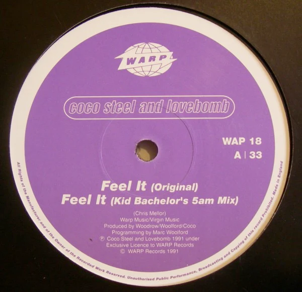 COCO STEEL & LOVEBOMB, Feel It  (Warp; WAP 18, UK 1992, Plain Sleeve) 12" /VG