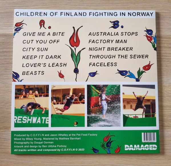 C.O.F.F.I.N, Australia Stops (Damaged Record Co. ; DRC-010, Australia 2023, Recycled Green/Black Vinyl) LP VG+/EX - Image 2