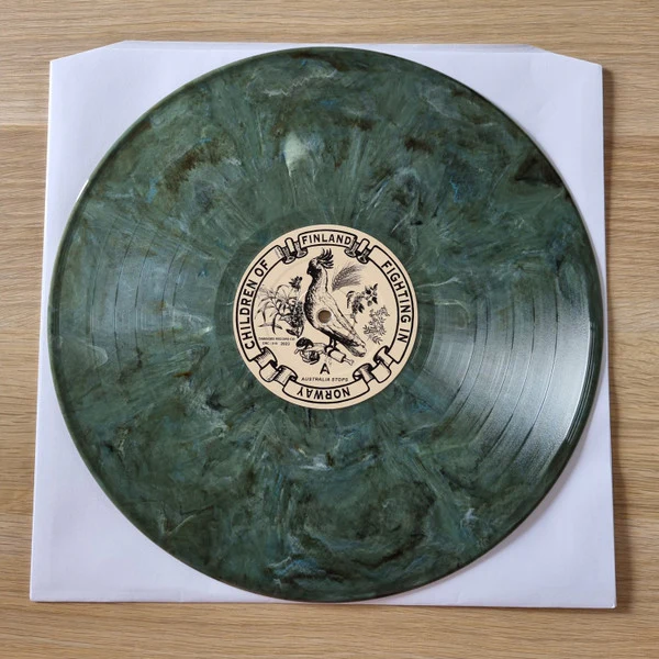 C.O.F.F.I.N, Australia Stops (Damaged Record Co. ; DRC-010, Australia 2023, Recycled Green/Black Vinyl) LP VG+/EX - Image 3