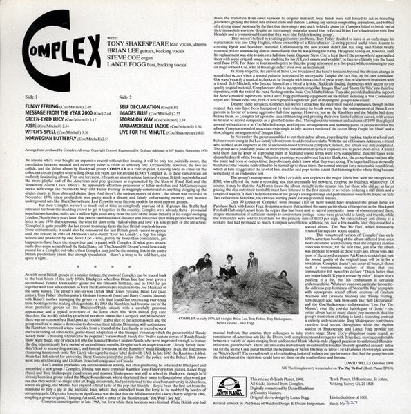 COMPLEX, Complex (Tenth Planet; TP038, UK 1998 Reissue, Limited Edition of 1,000) LP VG/VG - Image 2