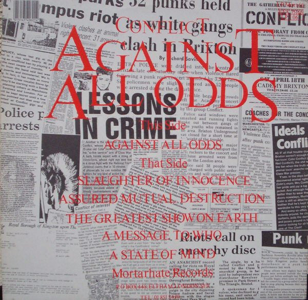 CONFLICT, Against All Odds (Mortarhate Records; LP MORT 60, UK & Europe 1989, Gatefold, Inner) LP VG/VG - Image 2