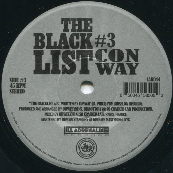 CONWAY / NOLAN THE NINJA, The Blacklist #3 / The Blacklist #4 (Ill Adrenaline Records; IAR044, US 2017) 7" /VG+