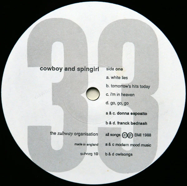 COWBOY AND SPIN GIRL, Cowboy And Spin Girl (The Subway Organization; SUBORG 10, UK 1989), SALE - Up to 50% Off the Original Price  LP VG/VG - Image 3
