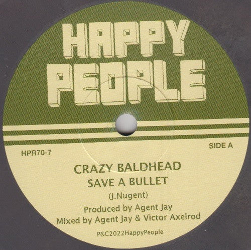 CRAZY BALDHEAD, Save A Bullet (Happy People; HPR70-7, UK 2022, Company Sleeve, Limited Edition / Solid Centre / Grey Marbled Vinyl), SALE - Up to 50% Off the Original Price 7" EP EX/EX - Image 2