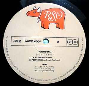 CREAM, Goodbye (RSO; MWX 4004, Japan 1979 Reissue, Pasteback Gatefold, Insert, NO Obi) LP VG+/VG+ - Image 3