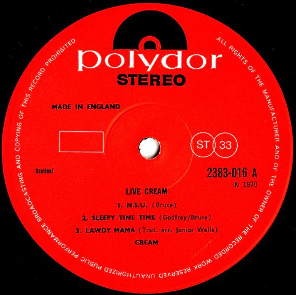 CREAM , Live Cream (Polydor ; 2383016, UK 1970) LP VG/VG+ - Image 3