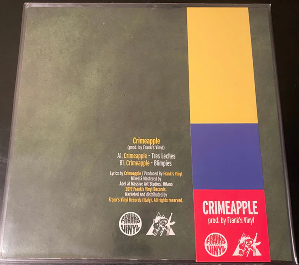 CRIMEAPPLE, FRANK'S VINYL, Tres Leches / Blimpies (Frank's Vinyl Records; FVR-002, Italy 2019, Limited Edition, Without Obi Strip) 12" VG+/VG+ - Image 2