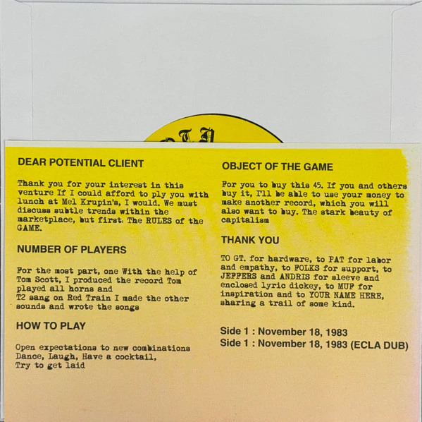 CRISRAIL, November 18, 1983 (Athens Of The North; ATH189, UK 2025, Card pic sleeve) 7" EX/EX - Image 2