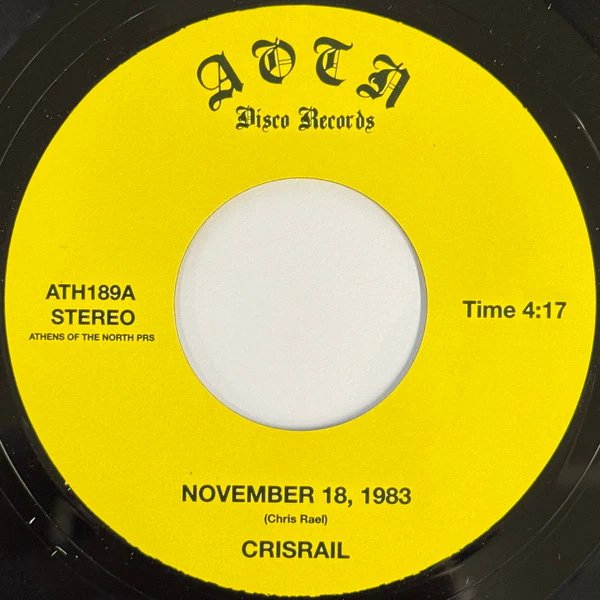 CRISRAIL, November 18, 1983 (Athens Of The North; ATH189, UK 2025, Card pic sleeve) 7" EX/EX - Image 3