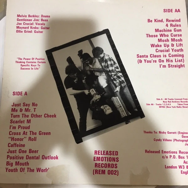 CRUCIAL YOUTH, The Power Of Positive Thinking (Released Emotions; REM 002, UK 1989, No Comic Book) LP VG/VG - Image 2