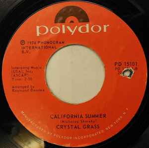 CRYSTAL GRASS, Crystal World / California Summer (Polydor; PD 15101, US 1974, Company Sleeve) 7" VG+/VG+ - Image 2