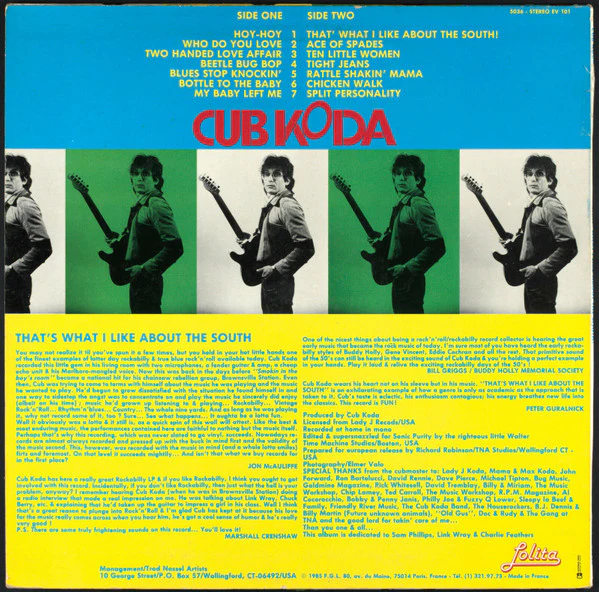 CUB KODA, That's What I Like About The South ! (Lolita; 5036, France 1985, Laminated Sleeve), SALE - Up to 50% Off the Original Price LP VG+/VG+ - Image 2