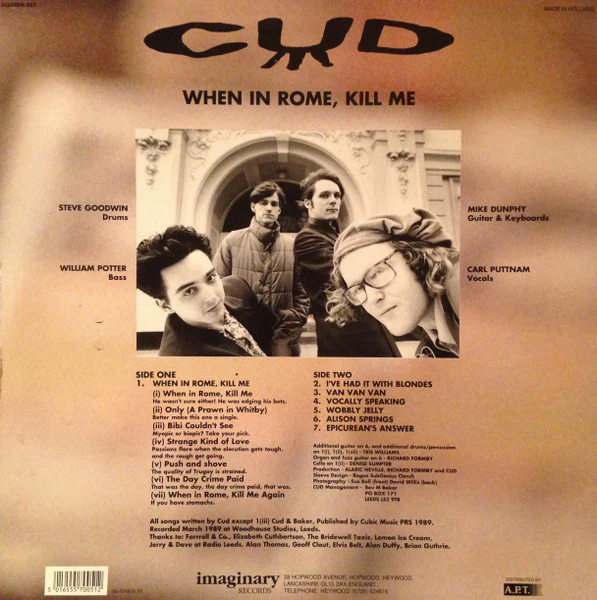 CUD, When In Rome, Kill Me (Imaginary Records; ILLUSION 005, UK 1989) LP VG/VG+ - Image 2