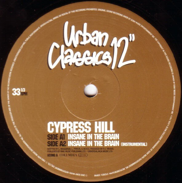 CYPRESS HILL, Insane In The Brain / How I Could Just Kill A Man (Columbia; UC006, UK 2003, Stickered Plain Sleeve) 12" G+/VG - Image 2