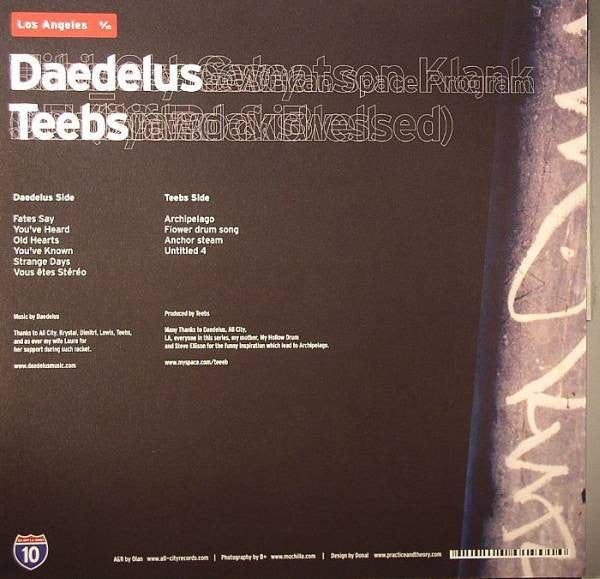DAEDELUS / TEEBS, Los Angeles 6/10 (All City Records; ACLA10X10X6, Ireland 2010) 10" VG/VG - Image 2