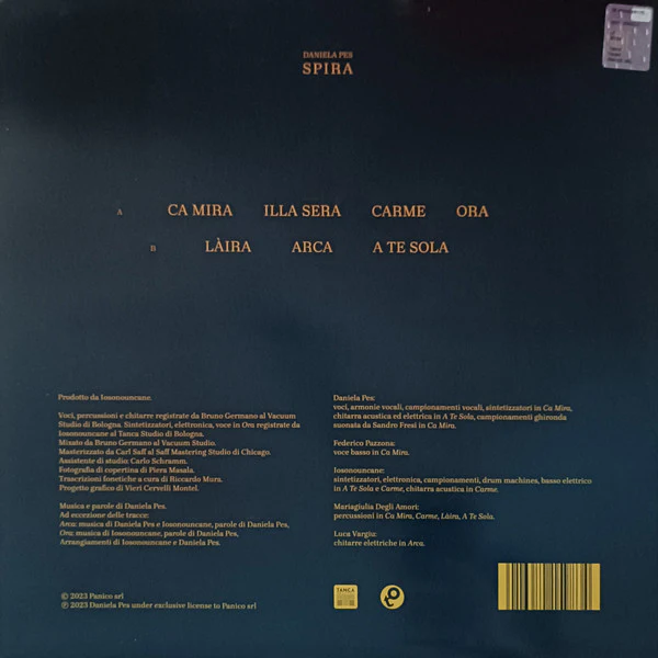 DANIELA PES, Spira (Tanca Records ; TNC03-2, Italy 2023 Reissue, Inner, Limited Edition "Seconda Ristampa", GENGY Run Outs) LP EX/VG+ - Image 2