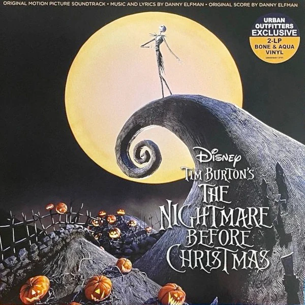 DANNY ELFMAN, Tim Burton's The Nightmare Before Christmas (Original Motion Picture Soundtrack) (Walt Disney Records; D004048401, US 2022 Reissue, Gatefold, Bone And Aqua Vinyl), SALE - Up to LP NEW/NEW
