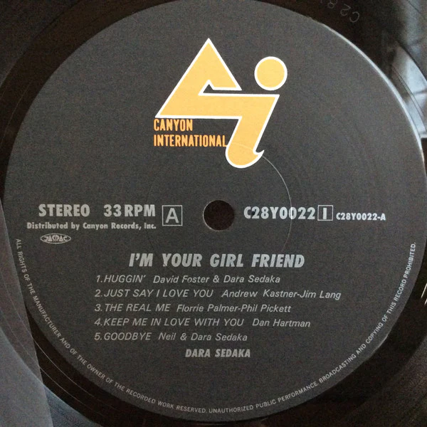 DARA SEDAKA, I'm Your Girl Friend (Canyon International; C28Y0022, Japan 1982, Insert) LP VG/VG+ - Image 2