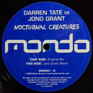 DARREN TATE VS JONO GRANT, Nocturnal Creatures (Mondo Records; MND001, UK 2003) 12" VG/VG - Image 3
