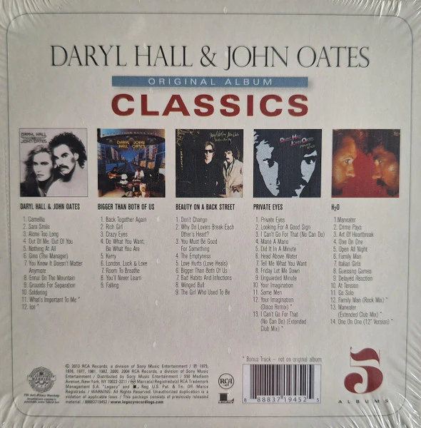 DARYL HALL & JOHN OATES, Original Album Classics (RCA; 88883719452, US 2013, Card Sleeve) 5xCD VG+/VG - Image 2