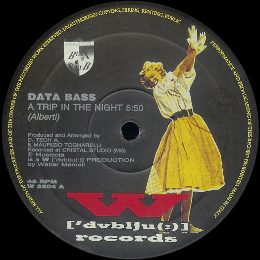 DATA BASS, A Trip In The Night (W ['dvblju(:)] Records; W 2204, Italy 1991) 12" /VG+