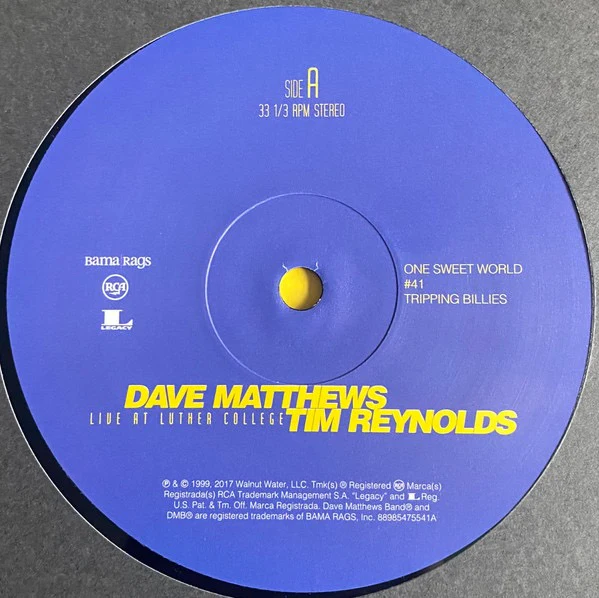 DAVE MATTHEWS & TIM REYNOLDS, Live At Luther College (RCA; 88985475541, US 2023, Box Set, 150g Vinyl) 4xLP NEW/NEW - Image 3