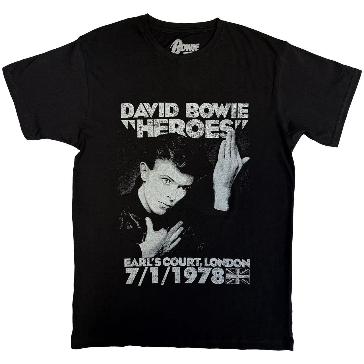 DAVID BOWIE, David Bowie Unisex T-Shirt: Heroes Earls Court (Black) L (; BOWTS06MB,  ) Accessories NEW/NEW