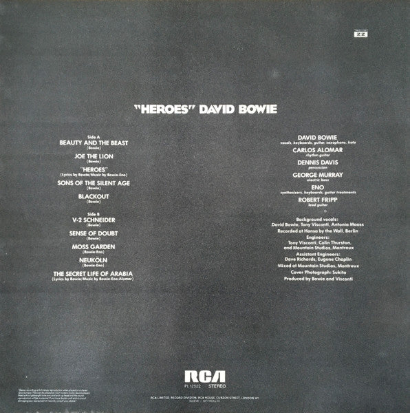 DAVID BOWIE, Heroes (RCA Orange Label; PL12522, UK 1977, Laminated Sleeve, Insert, "HEROES" On Label) LP G+/VG+ - Image 2