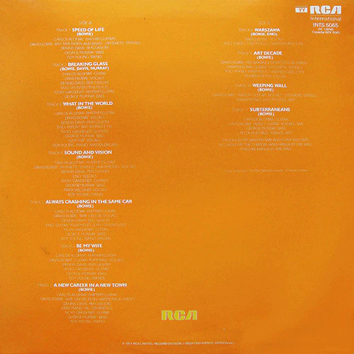 DAVID BOWIE, Low (RCA Green; INTS 5065, UK 1980 Reissue, Tape one Matrix) LP VG/VG+ - Image 2