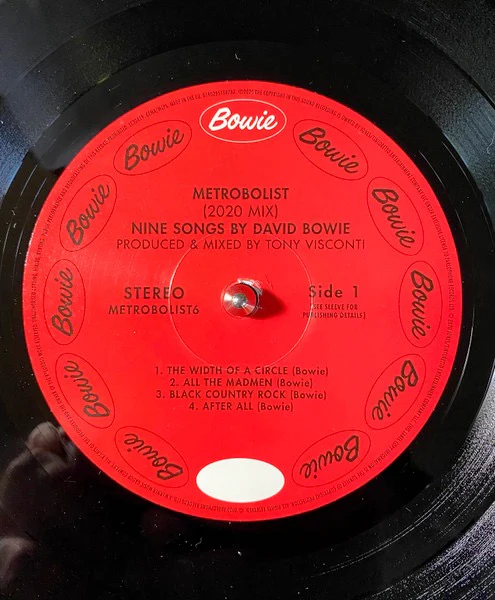DAVID BOWIE, Metrobolist (Nine Songs By David Bowie) (Parlophone; METROBOLIST 6, Worldwide 2020 Reissue, Gatefold, Die Cut Inner, 2020 remix of The Man Who Sold The World) LP VG+/VG+ - Image 3