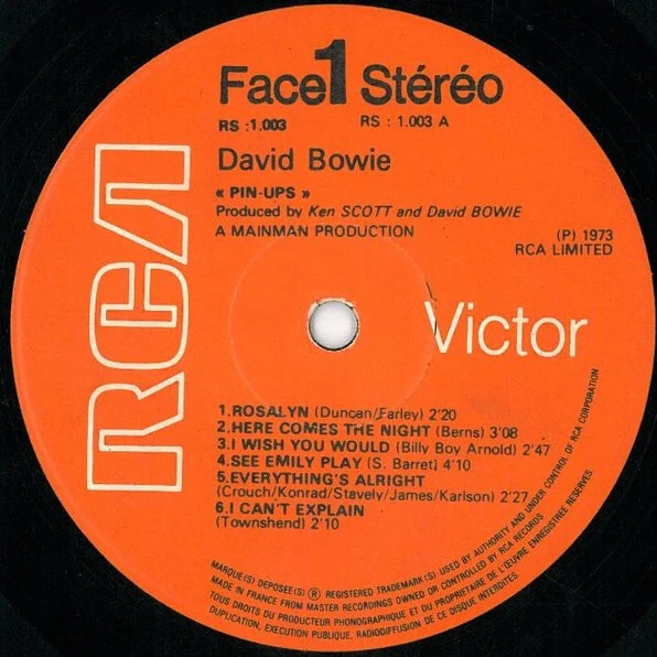 DAVID BOWIE, Pinups (RCA Victor Orange with Stereo Text; RS1003; APLI 0214, UK 1973, Textured Sleeve, Insert, French Press label in UK Sleeve) LP VG+/VG - Image 3