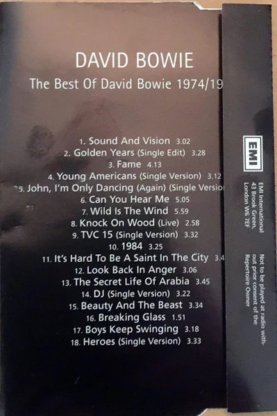 DAVID BOWIE, The Best Of Bowie 1974-1979 (EMI; CDPP048, UK 1998, Promo, CDs Case, Advance Listening CD - For Promotional Use Only) CD VG+/VG+ - Image 2