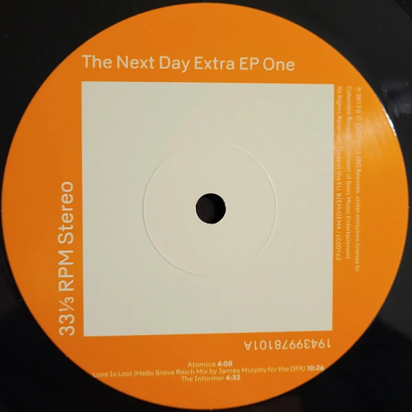 DAVID BOWIE, The Next Day Extra EP (Columbia; 19439978101, Europe 2022 Reissue, Picture Sleeve, Inner) 12" VG/VG - Image 3