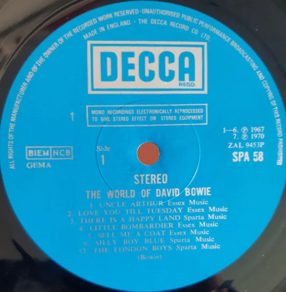 DAVID BOWIE, The World Of David Bowie (Decca Blue Boxed; SPA 58, UK 1970) LP VG/VG - Image 3