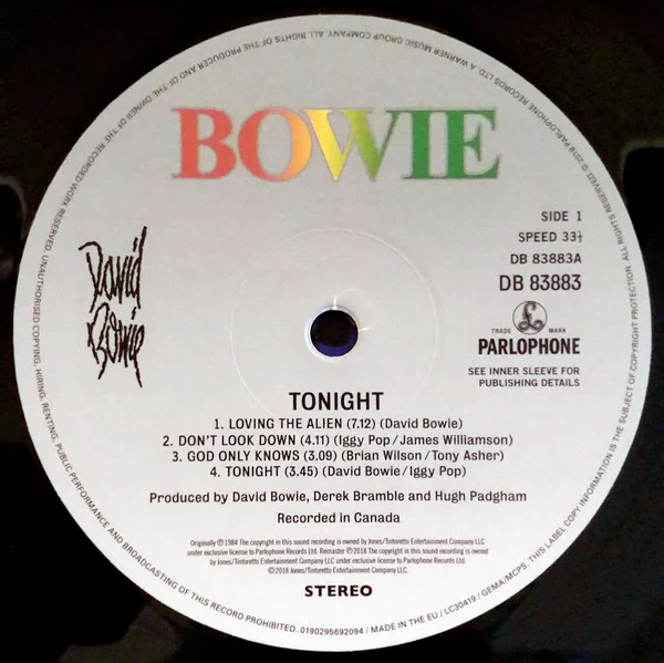 DAVID BOWIE, Tonight (Parlophone; 0190295692094, Worldwide 2019 Reissue) LP NEW/NEW - Image 3