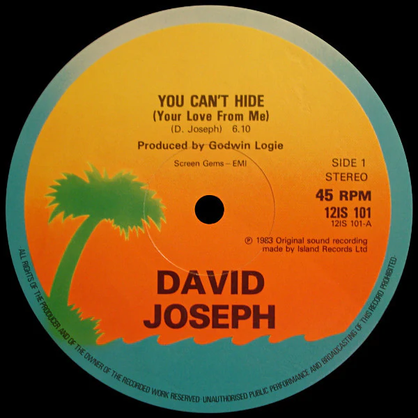DAVID JOSEPH, You Can't Hide (Your Love From Me) (Island; 12IS101, UK 1983, Picture Sleeve) 12" G+/VG+ - Image 3