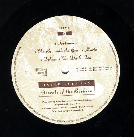 DAVID SYLVIAN, Secrets Of The Beehive (Virgin; 124711, France 1987, Inner, Japan) LP VG/VG+ - Image 2