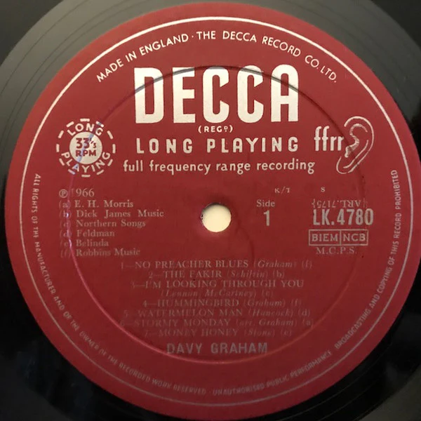DAVY GRAHAM, Midnight Man (Decca Red Unboxed; LK4780, UK 1966) LP G+/G+ - Image 3