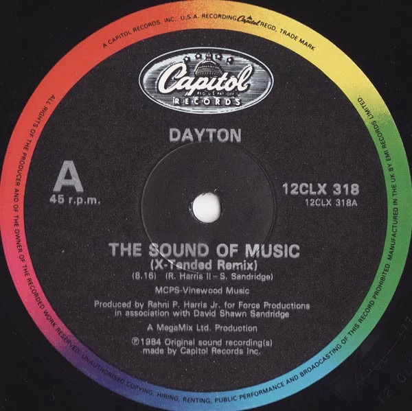 DAYTON, The Sound Of Music (X-Tended Remix) (Capitol; 12CLX 318, UK 1984, Plain Sleeve) 12" /G+