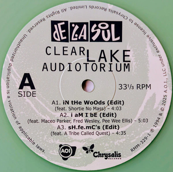 DE LA SOUL, Clear Lake Audiotorium (AOI Records; RMM-329-1, USA & Europe 2025 Reissue, Gel Filled PVC Sleeve, Insert) 12" EP VG+/VG+ - Image 3