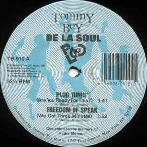 DE LA SOUL, Plug Tunin' / Freedom Of Speak/ Strictly Dan Stuckie (Tommy Boy; TB 910, US 1988, Company Sleeve), SALE - Up to 50% Off the Original Price  12" VG/VG