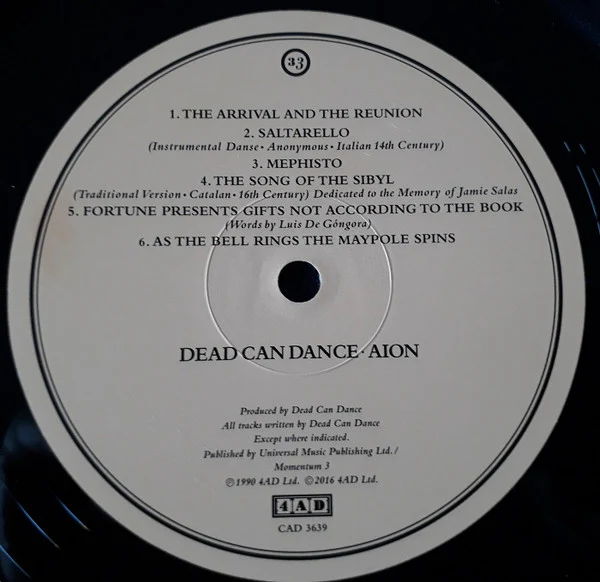 DEAD CAN DANCE, Aion (4AD; CAD 3639, Europe 2023 Reissue, Inner) LP NEW/NEW - Image 3
