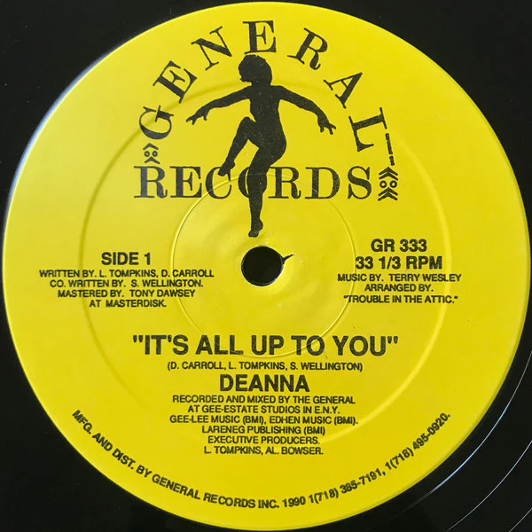 DEANNA, It's All Up To You (General Records; GR 333, US 1990) 12" /G+