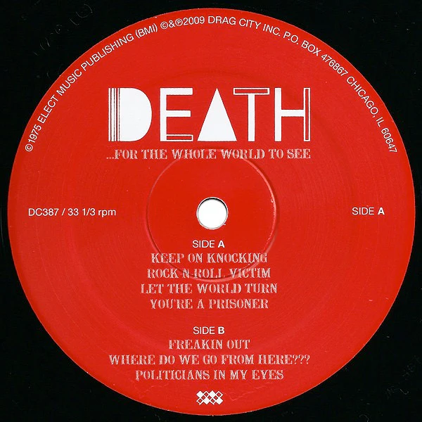 DEATH, ...For The Whole World To See (Drag City; DC387, US 2009 Reissue, Insert) LP VG+/VG+ - Image 3