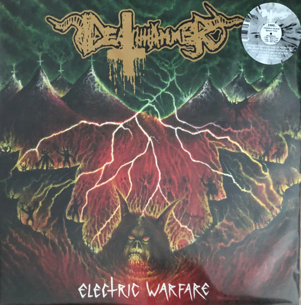 DEATHHAMMER, Electric Warfare (Hells Headbangers; HELLS LP 314, US 2022, Booklet & Black Inner, Poster, Green & Black Splatter Vinyl) LP VG+/VG+