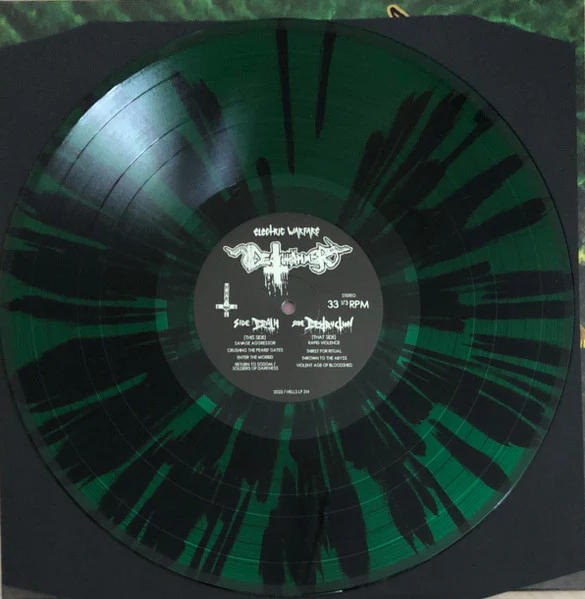 DEATHHAMMER, Electric Warfare (Hells Headbangers; HELLS LP 314, US 2022, Booklet & Black Inner, Poster, Green & Black Splatter Vinyl) LP VG+/VG+ - Image 2