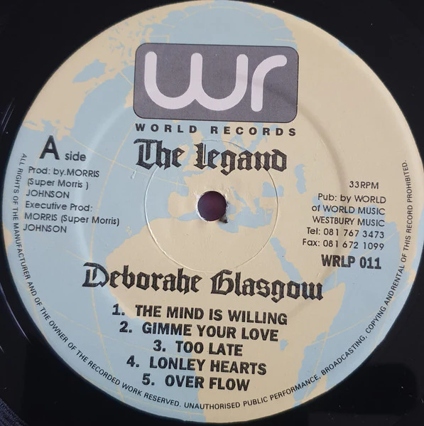 DEBORAHE GLASGOW, The Legend (World Records; WRLP 011, UK 1994) LP VG/VG+ - Image 3