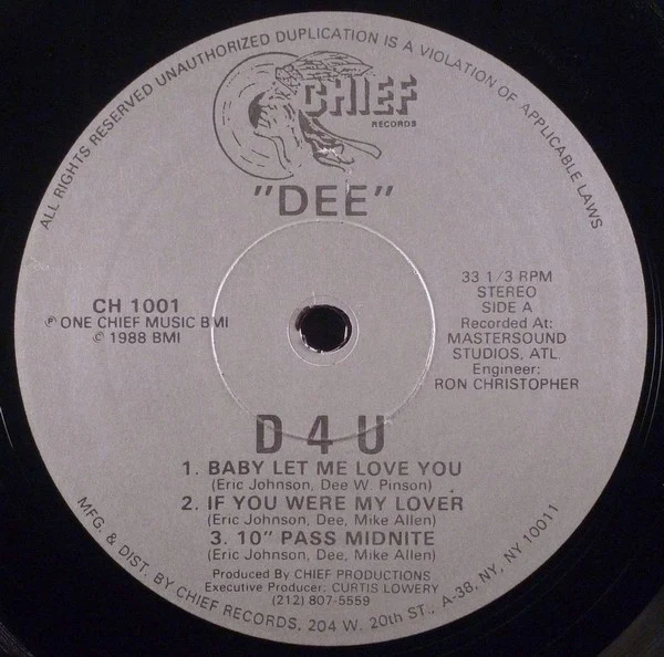 DEE, D4U (Chief Records; CH 1001, US 1988) 12" /G+