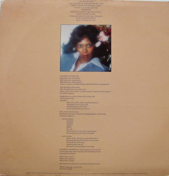 DEE DEE SHARP GAMBLE, What Color Is Love (Philadelphia International Records; PZ 34437, US 1977, Inner) LP VG/VG - Image 2